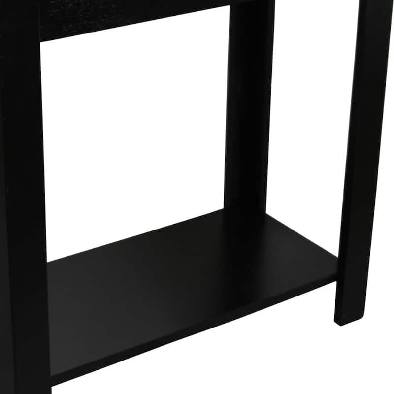 24" Narrow Wood Side Table with Bottom Shelf Rectangular End Table for Bedroom or Living Room - 24"L x 12"W x 24"H