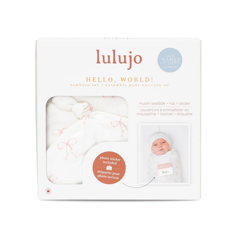 lulujo Hello World Hat & Swaddle Set
