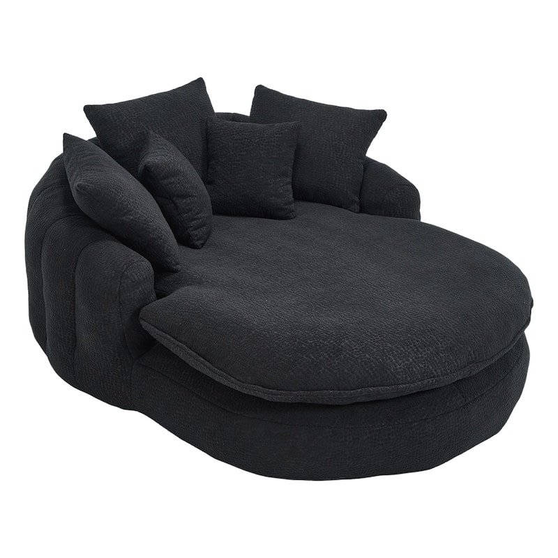 Oversized Chenille Single Sofa Chair / Oval Upholstered Bean Bag Sofa / Living Room Lazy Floor Sofa Chaise Lounges Cloud Couch