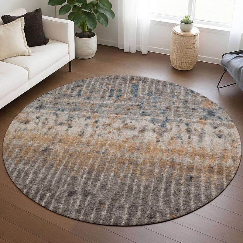 Machine Washable Indoor/ Outdoor Boho Modern Chantille Rug
