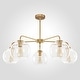 preview thumbnail 27 of 29, 5-Light Modern Linear Sputnik Branch Kitchen Island Light Clear Glass Globe Bubble Chandelier for Dining Room