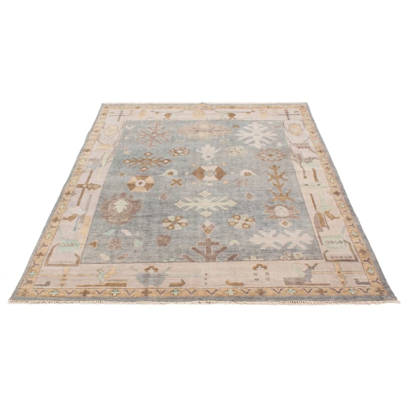 ECARPETGALLERY Hand-knotted Oushak Grey Wool Rug - 7'9 x 9'8