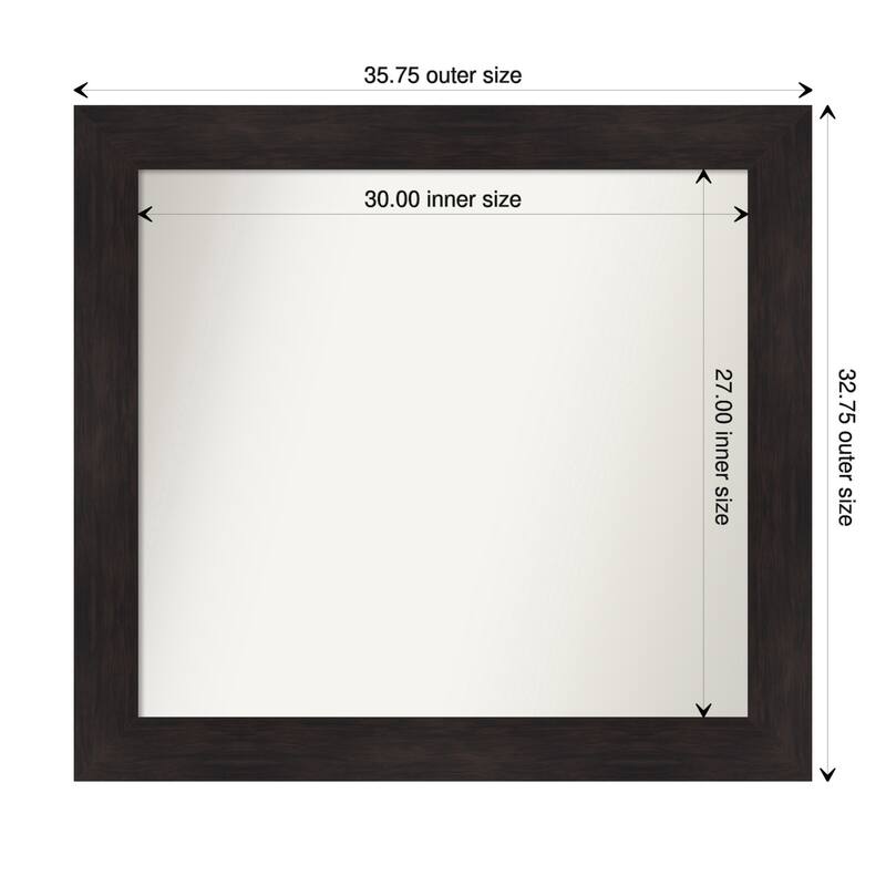 Furniture Espresso Framed Non-Beveled Custom Wall Mirror, Bathroom Vanity Mirror - Outer Size: 35.75 x 32.75