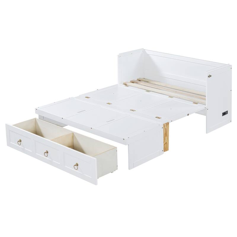 Space-Saving Design Murphy Bed with USB Port and Large Drawer for Bedroom