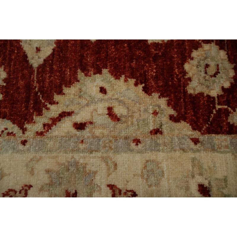 Hand Knotted Oriental 100% Wool Carpet Traditional Floral Red Peshawar Runner Rug - 9' 9'' X 2' 9''