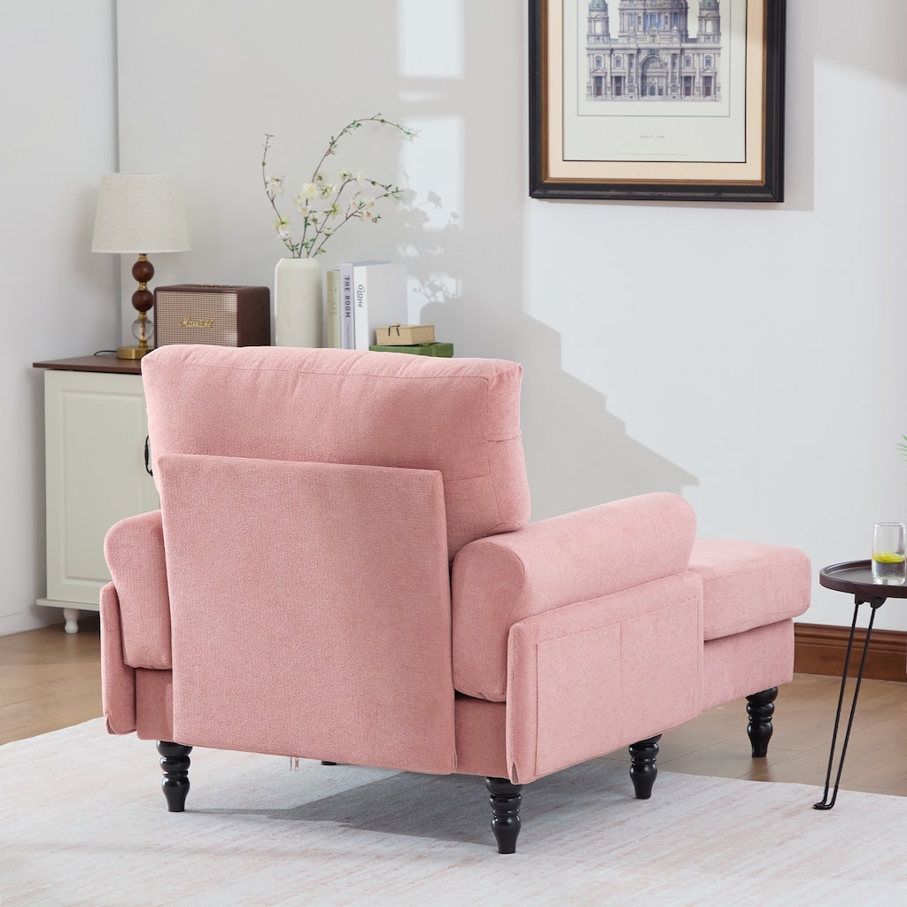 Modern Minimalist Chenille Fabric Chaise Lounge Recliner Single Sofa Living Room Bedroom