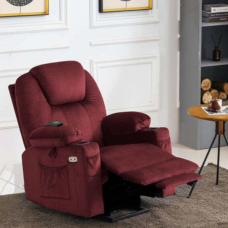 MCombo Electric Power Lift Recliner Chair Sofa with Massage and Heat, 3 Positions, USB Ports, Fabric 7040