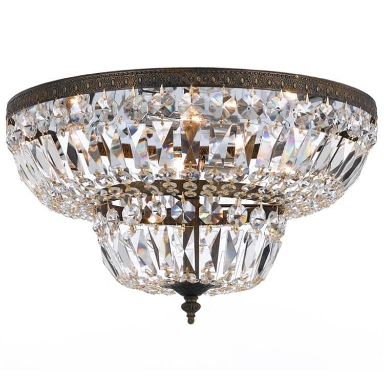 Crystorama 6 Light Clear Hand Cut Brass English Bronze Ceiling Mount - 24"W x 12"H - 24"W x 12"H
