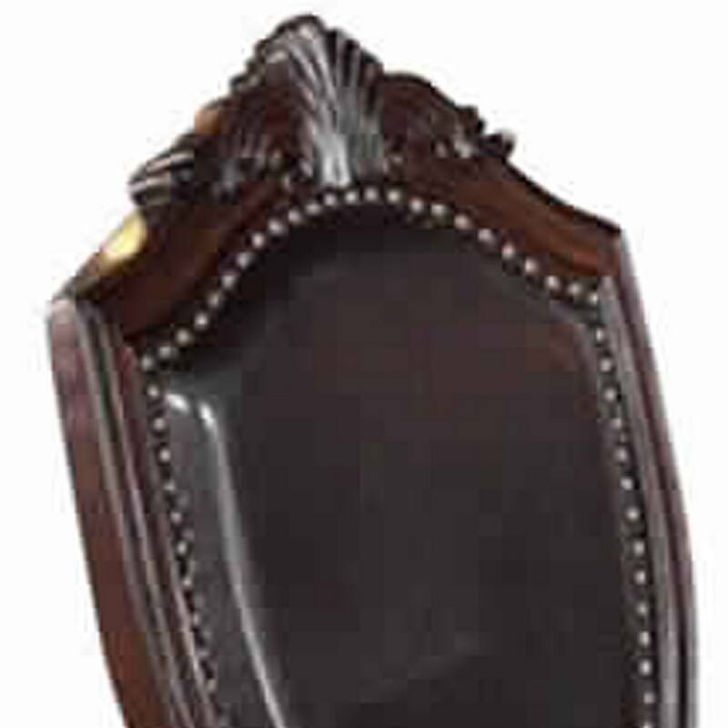 Traditional Rubber Wood Dining Chair With Faux Leather Upholstery , Set Of 2,Brown