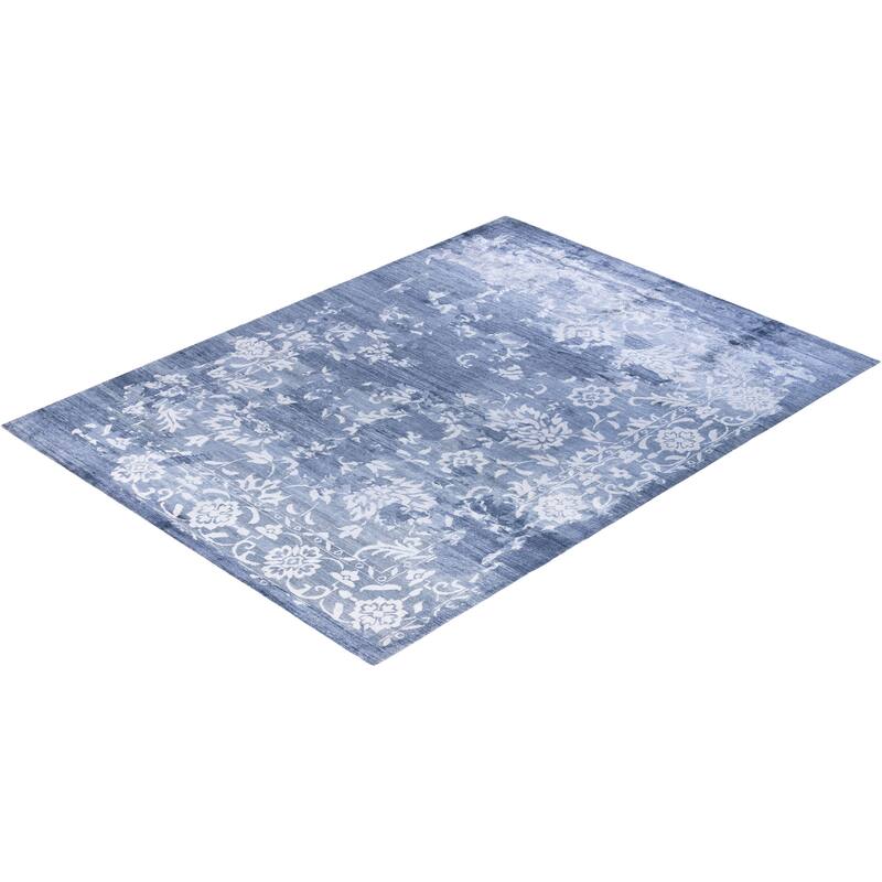 Modern One-of-a-Kind Hand-Knotted Area Rug - Gray, 9' 2" x 12' 2" - 9' 2" x 12' 2"