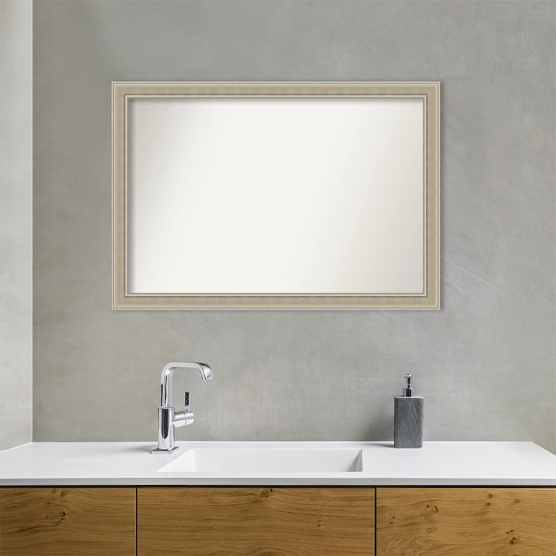 Mezzo Silver Non-Beveled Wood Framed Bathroom Vanity Wall Mirror - Mezzo Silver