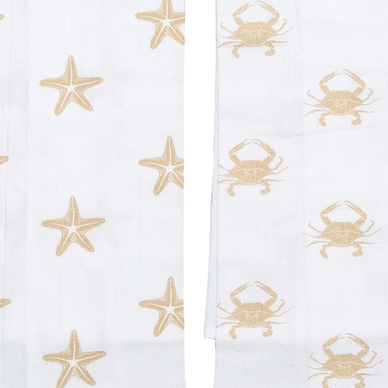 Seaside Splendor Printed Cotton Flour Sack Kitchen Towel Set of 3 - Set of 3