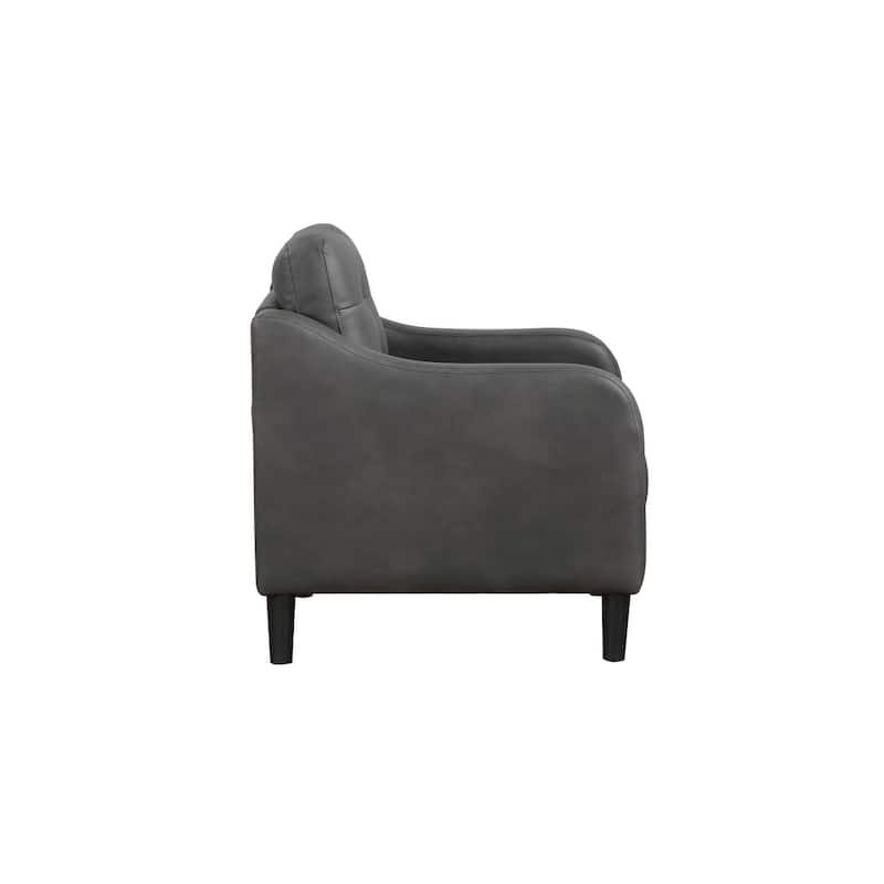 Faust Gray Faux Leather Tufted Living Room Set