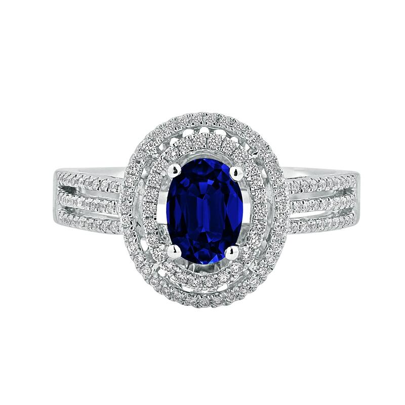 Auriya 18k Gold 1.04ct Oval Sapphire Halo Diamond Engagement Ring 1/4ct TDW