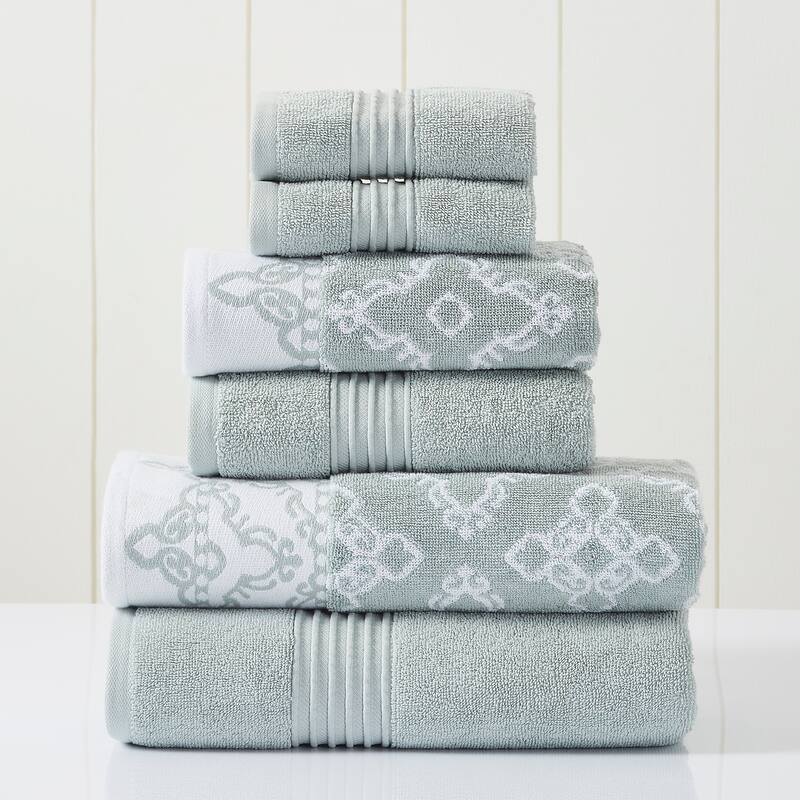 Modern Threads Charlize 6-Piece Yarn Dyed Jacquard Towel Set - Dark Sage