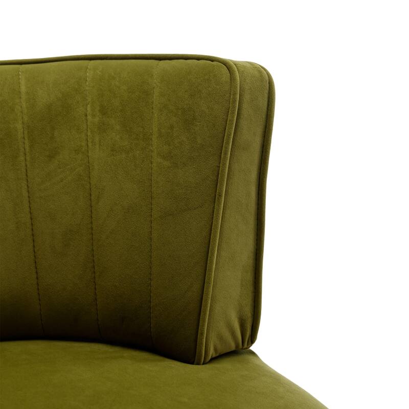 360° Swivel Velvet Barrel Sofa Chair with Wide Upholstered and Angled Armrests