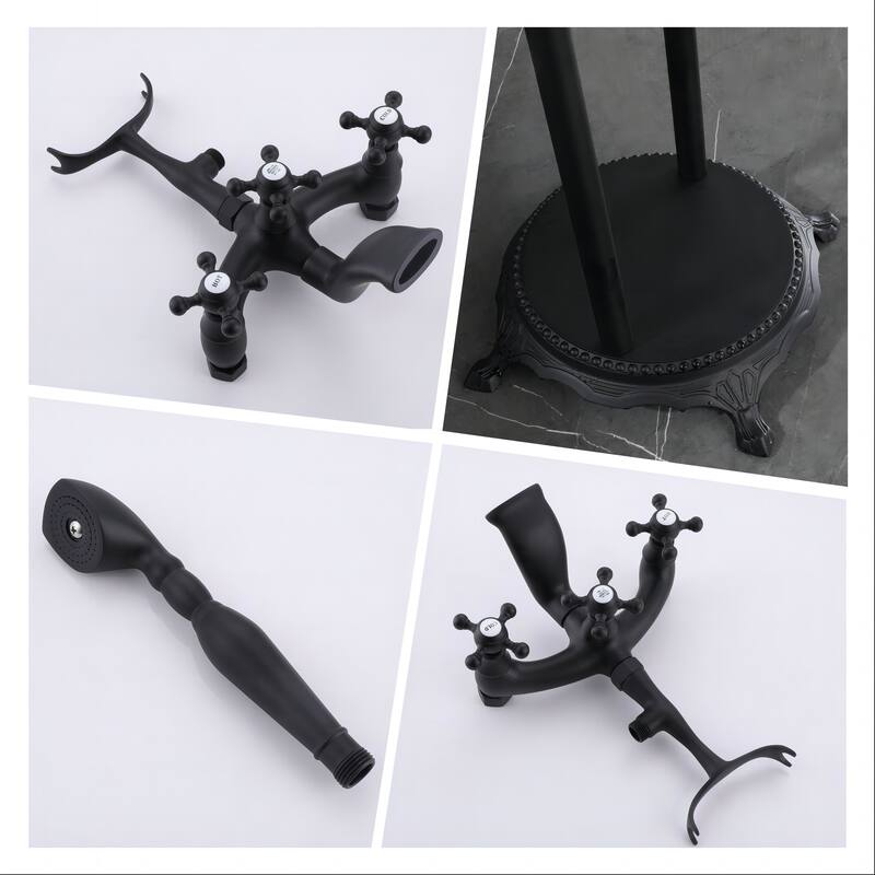 Bathroom Tub Shower Faucets Free Standing Bathtub Shower Mixer Taps Single Lever with Hand Shower Floor Mounted