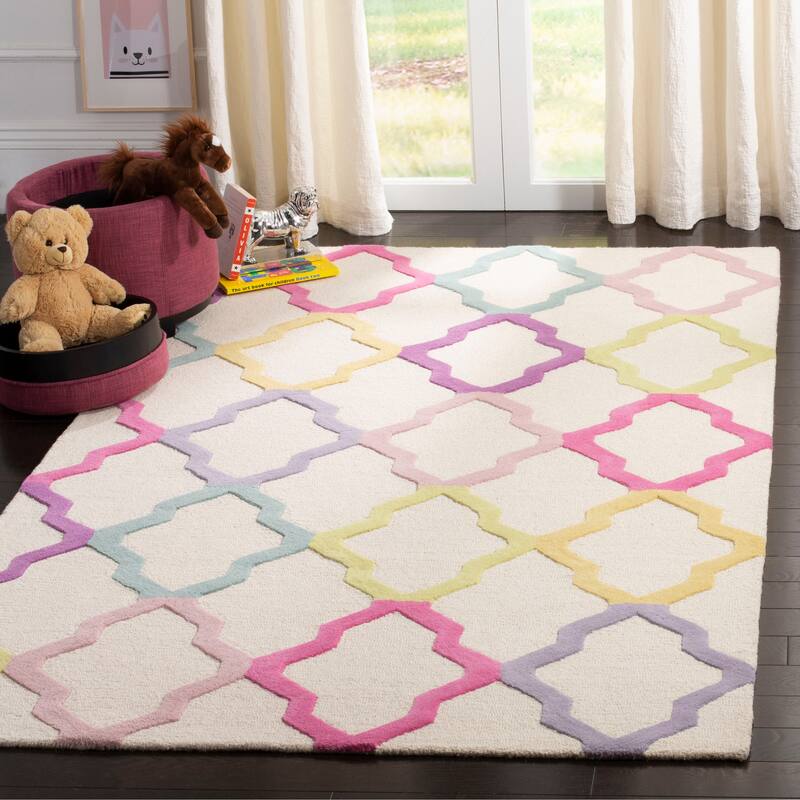 SAFAVIEH Handmade Kids Garrelda Wool Rug - 3' x 5' - Ivory/Multi - Rectangle