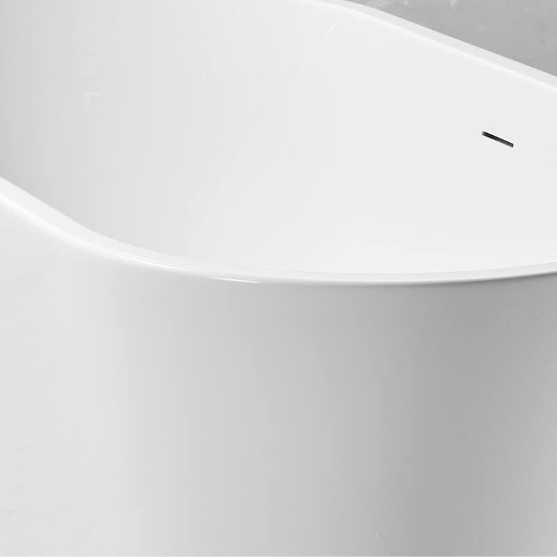 Modern White Acrylic Freestanding Soaking Bathtub with Pop-up Drain and Overflow
