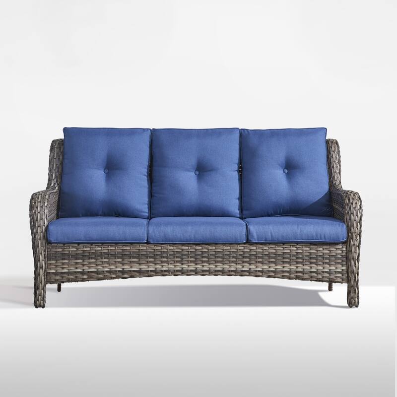 Outdoor 3-Piece Wicker Sofa Set with Ottoman