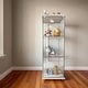 preview thumbnail 75 of 165, Glass Display Cabinet with Doors & Locks, Acrylic Shelves, Floor Standing Storage Showcase for Home or Office 3Shelves - White