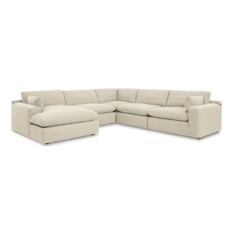 Signature Design by Ashley Elyza Ivory 5-Piece Sectional with Chaise - 135"W x 135"D x 36"H