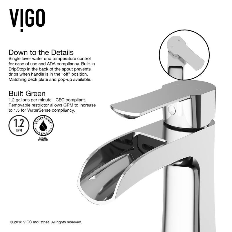 VIGO Paloma 7" H Single Handle Single Hole Bathroom Faucet - Without Extras - Chrome