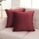 preview thumbnail 58 of 89, Deconovo Velvet Pom-poms Throw Pillow Covers 2 PCS(Cover Only) 16x16 - Wine Red