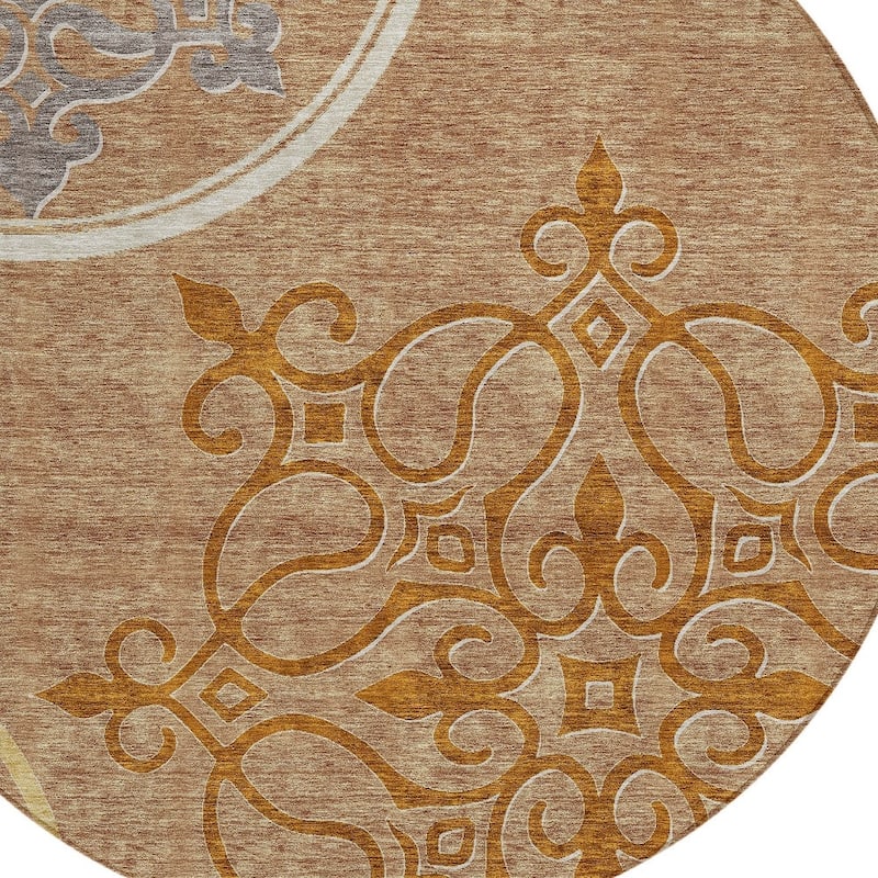 HomeRoots Floral Medallion Transitional Rectangle Outdoor Rug