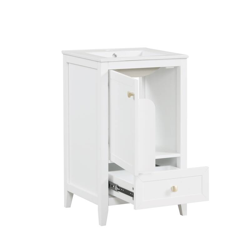 Bathroom Vanity with Sink, Free Standing Bathroom Vanity, Bathroom Cabinet with Soft Closing Door, Storage Rack & 1 Drawer
