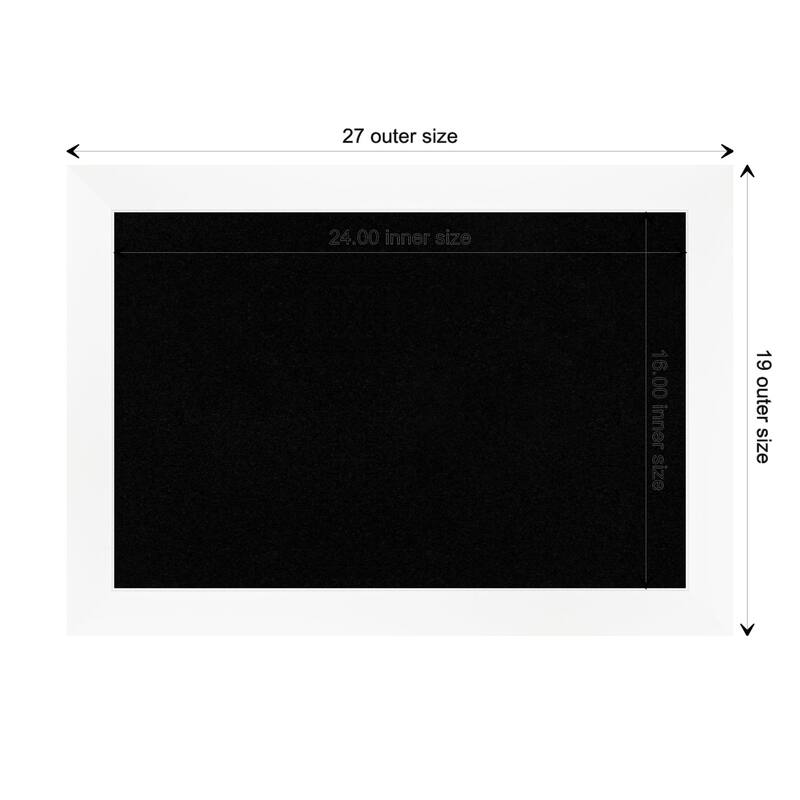 Cabinet White Narrow Framed Black Corkboard Bulletin Board - Board Size 24x16