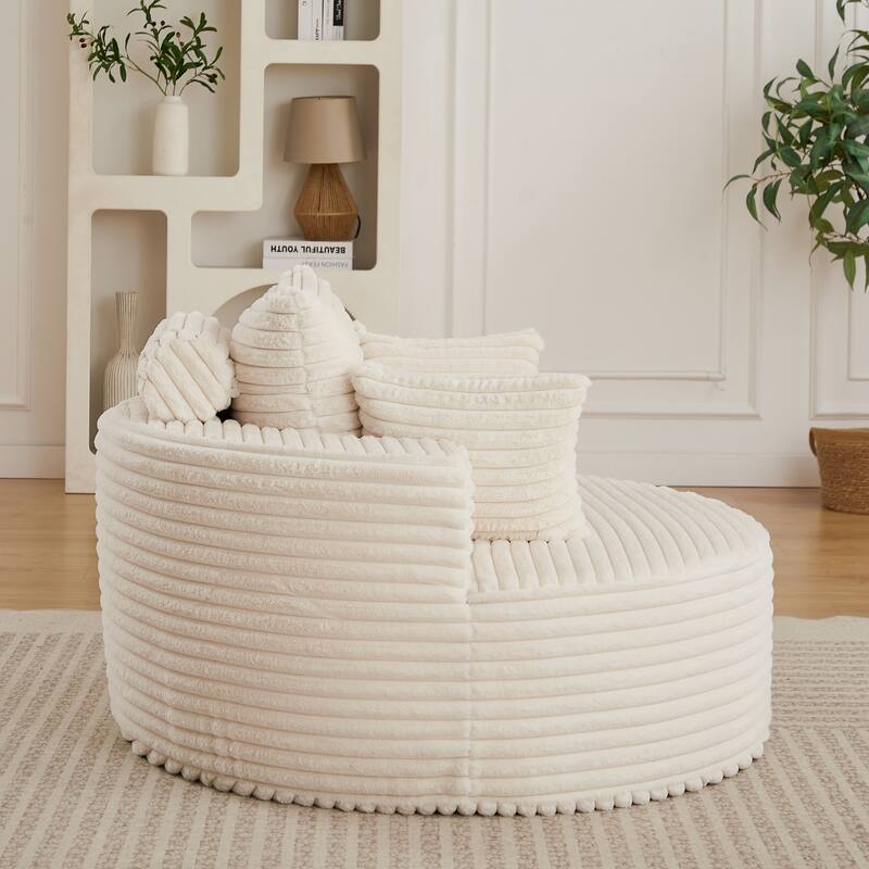 Rossetta 50"L Modern Backrest Pillow Design Fluffy Corduroy Sponge Single Sofa, No Assembly Required