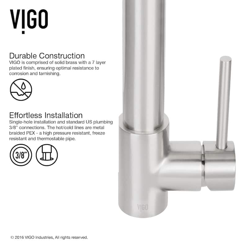 VIGO Laurelton 22" H Single Handle Pull-Down Sprayer Kitchen Faucet