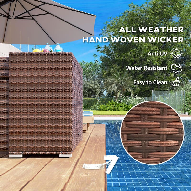 Outsunny Outdoor Towel Rack & Pool Toy Cabinet, Hot Tub Accessory Storage, Freestanding PE Rattan Wicker Cabinet