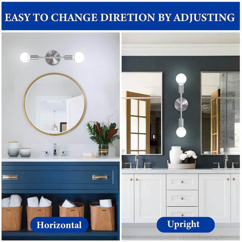 Set of 2 Modern Wall Lights, Farmhouse 2-light Bathroom Vanity Light, Wall Sconce for Dining Room Living Room Bedroom