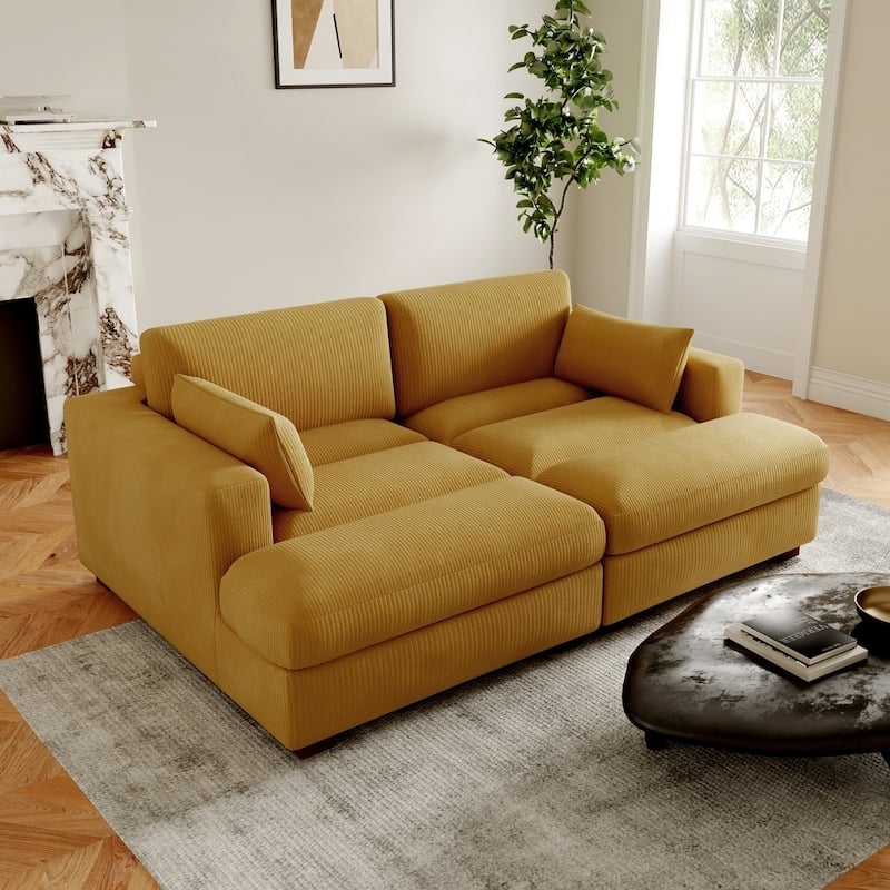 Left and Right Sectional Sofa Set Chaise Lounge Sofa Chair - Orange - Symmetrical