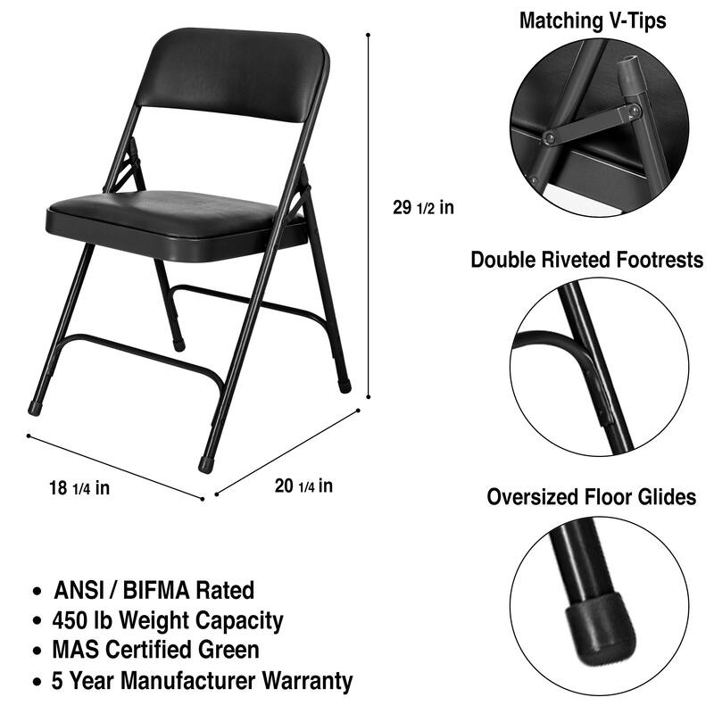 4 Pack Hampden Furnishings Bernadine Collection Vinyl Padded Folding Chair