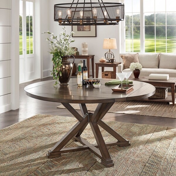 Benchwright antique grey oak round dining table by inspire q artisan hot sale