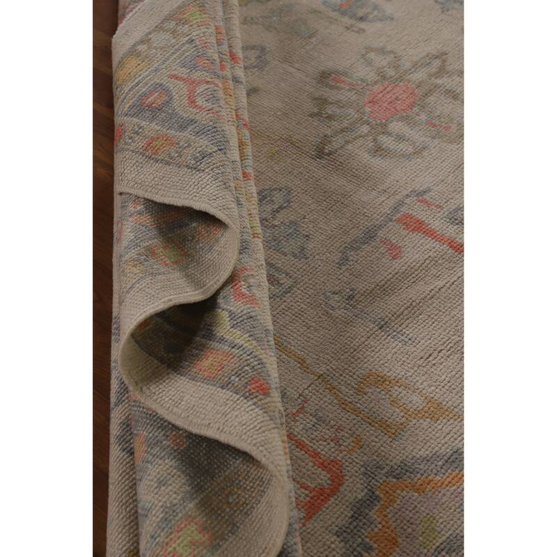 Hand Knotted Oriental 100% Wool Carpet Transitional All-Over Beige & Ivories Oushak Area Rug - 10' 0'' X 7' 11''