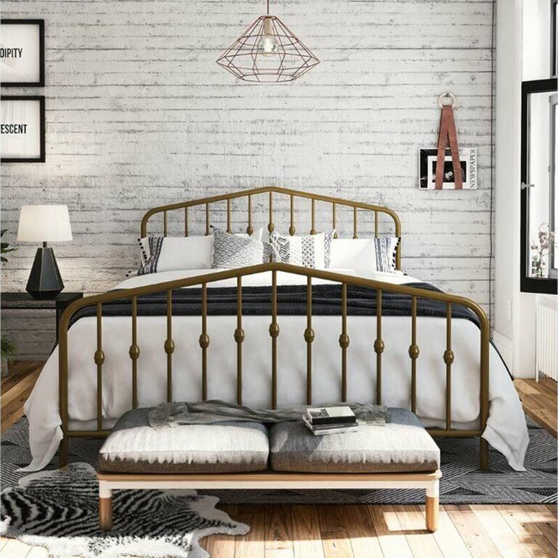Queen Adjustable Metal Bed in Gold