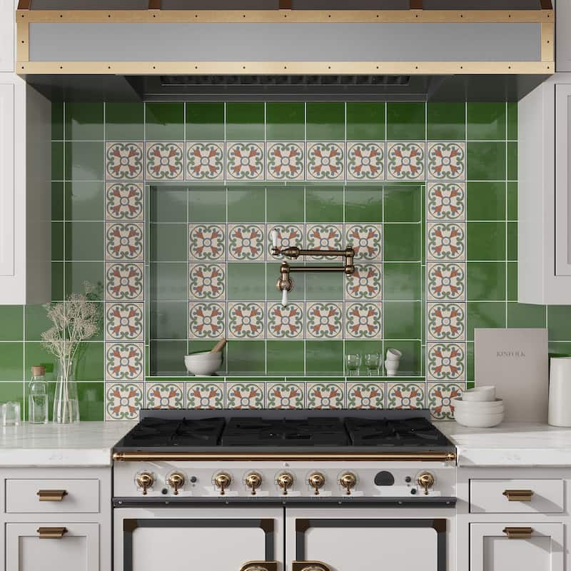 Apollo tile 6" x 6" Terralis Glossy Deep Forest Green Porcelain Tile (4.65 sq ft/case) - 19 Pack