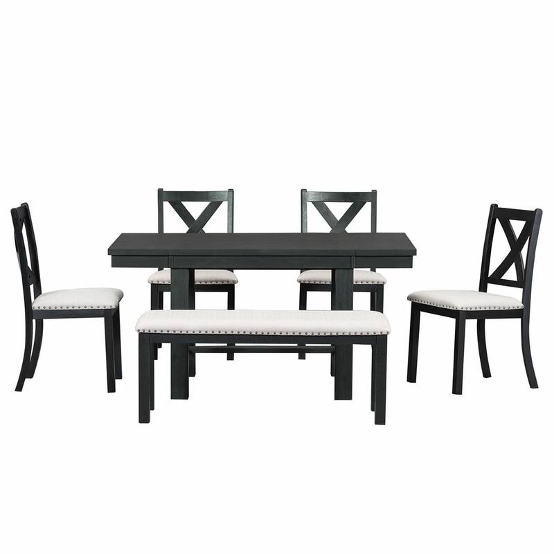 6PCS Extendable Dining Table With Bench