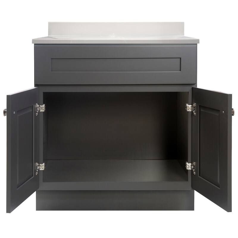 Brookings 31 Inch Assembled Bath Vanity with Ivory Swirl Top