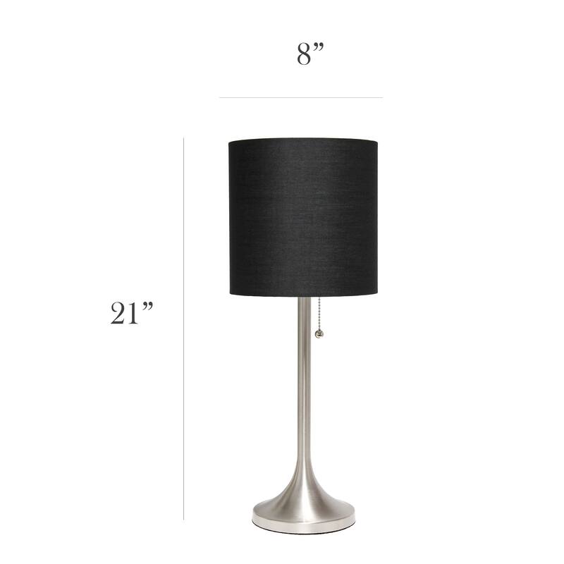21 in. Brushed Nickel Finish Table Lamp with Black Shade, Sturdy Table Lamp for Living Rooms and Bedrooms