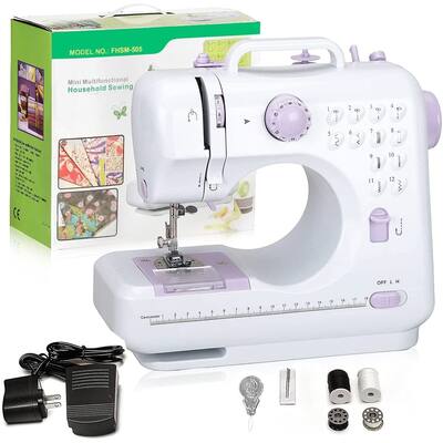 12 Stitches Sewing Machine, Multifunctional Mini Portable Sewing Machine Basic Easy to Use for Adults 