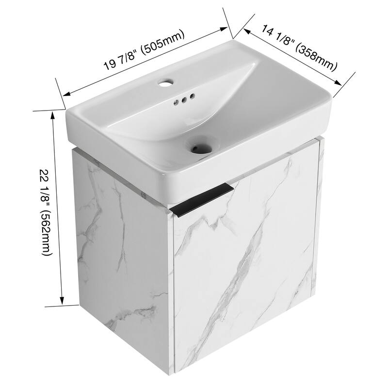 BNK 16"/20"/24"/30"/36" Single Sink Bathroom Vanity with Soft Close Door and Shelf