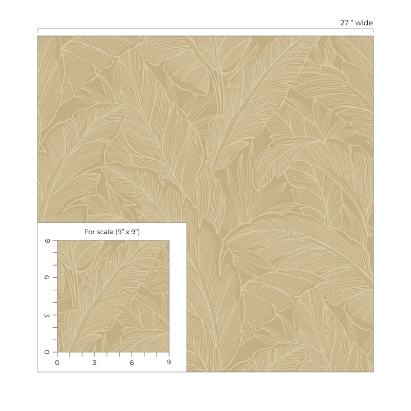 Seabrook Designs Deco Banana Leaf Nonwoven Unpasted Wallpaper