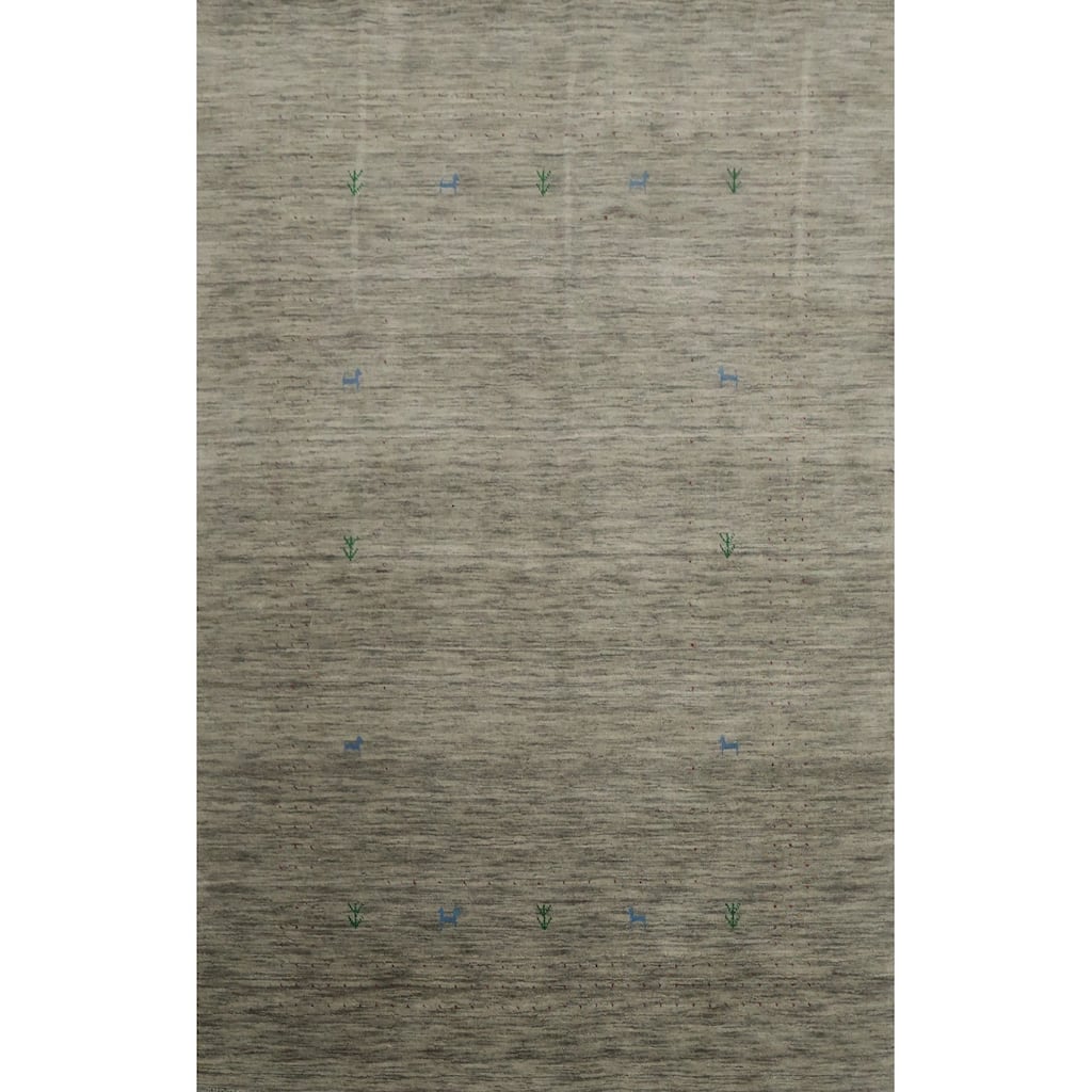 Hand Knotted Oriental 100% Wool Carpet Tribal Tribal Greys & Charcoal Gabbeh Area Rug - 7' 9'' X 5' 3''