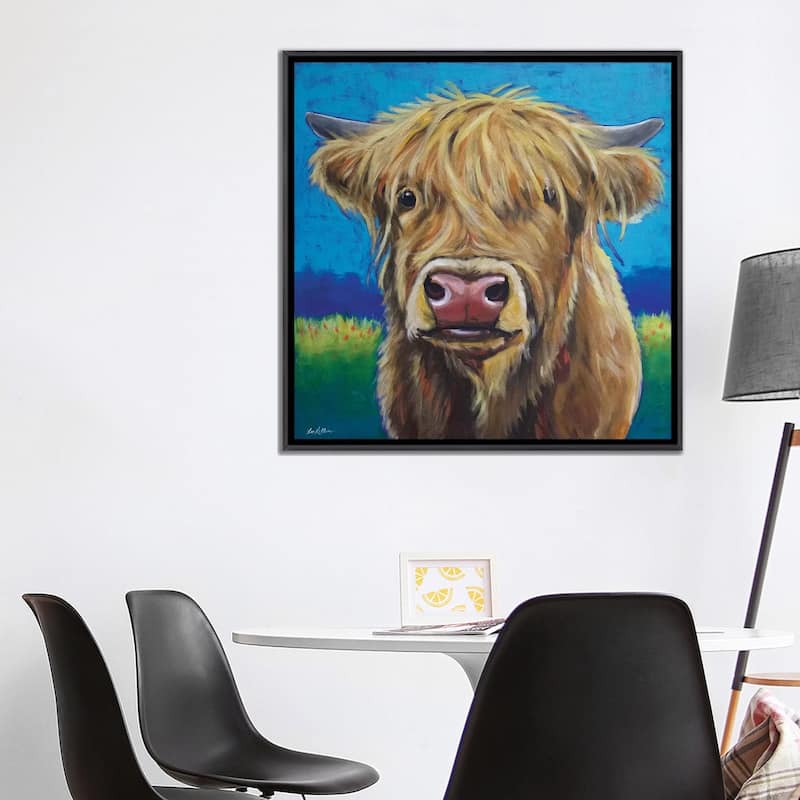 iCanvas "Highland Cow Background" by Hippie Hound Studios Framed