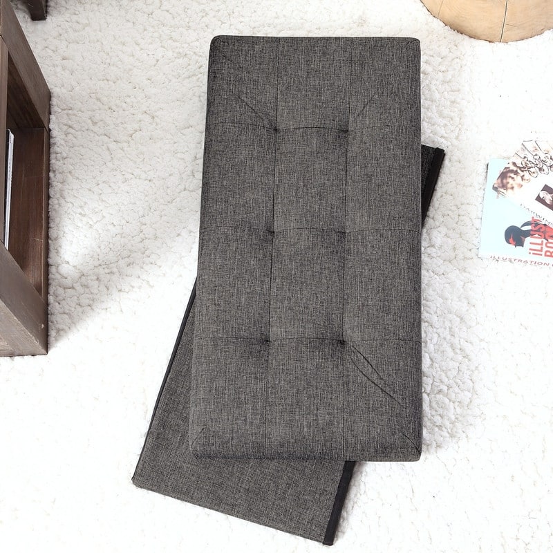 30 Inch Linen Foldable Bench Storage Ottoman